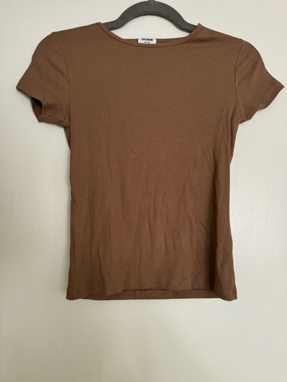 Cotton On Brown Ribbed Short-Sleeve Top